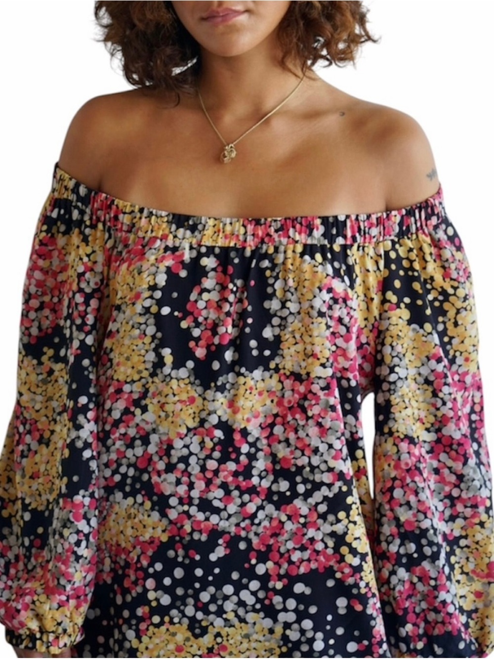 Missoni Silk Polka Dot Off The Shoulder Mini Dress - Picture 2 of 10